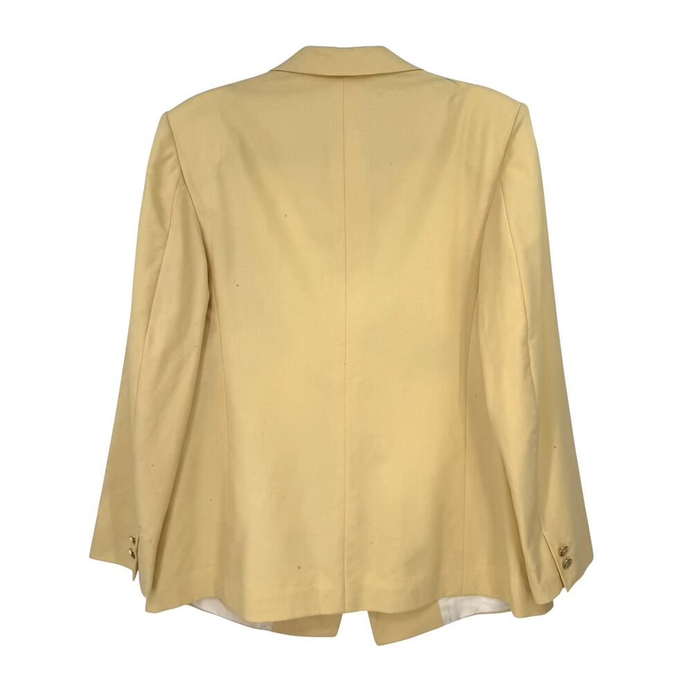 Burberry's VINTAGE '70s L Butter Yellow Gold Button Double Breasted Wool Blazer - Picture 7 of 11